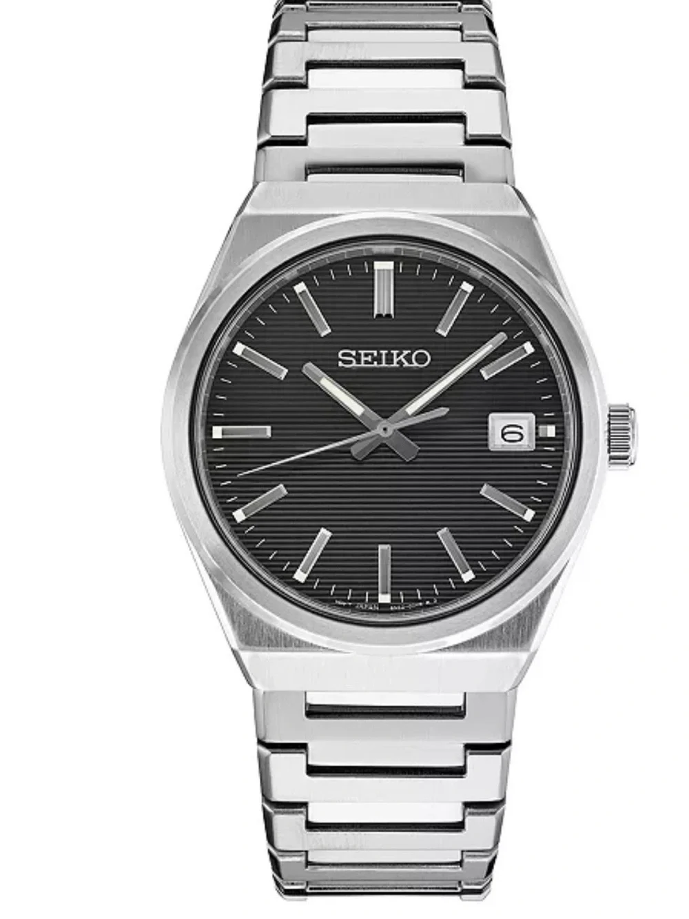 Seiko Silver and Black Stainless Steel  Men's Essentials  39mm Watch